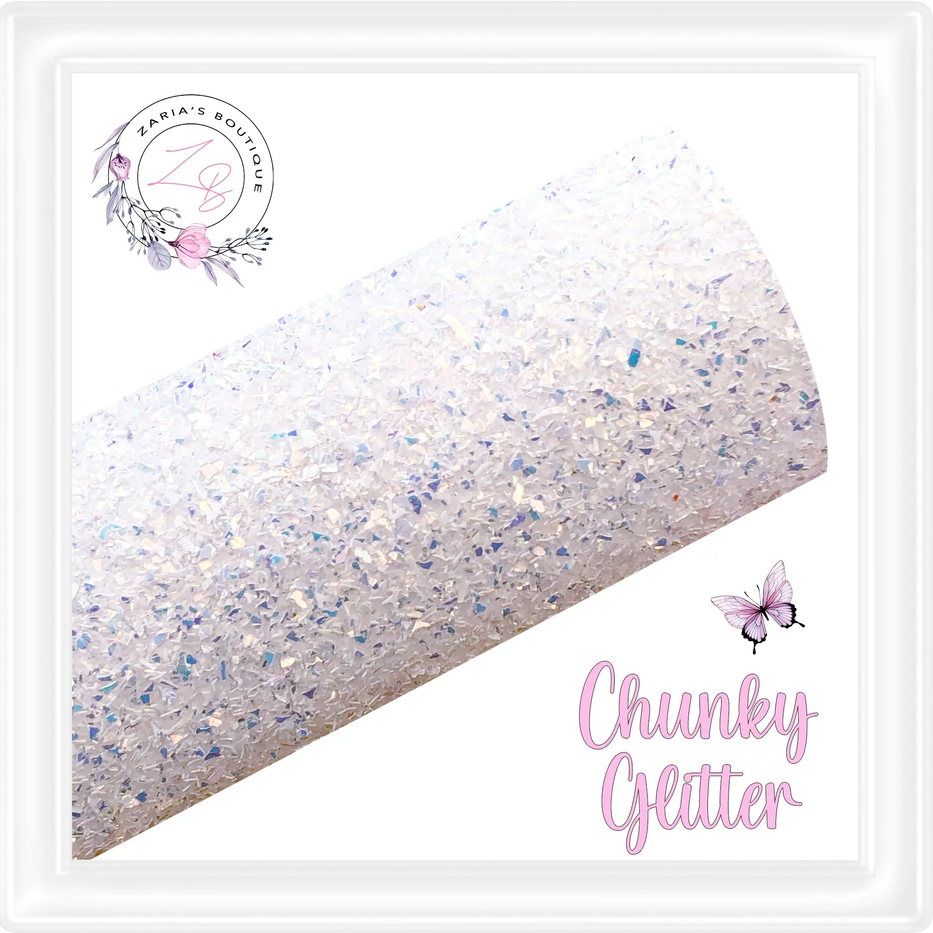 • Fallen Snow • White Chunky Glitter •