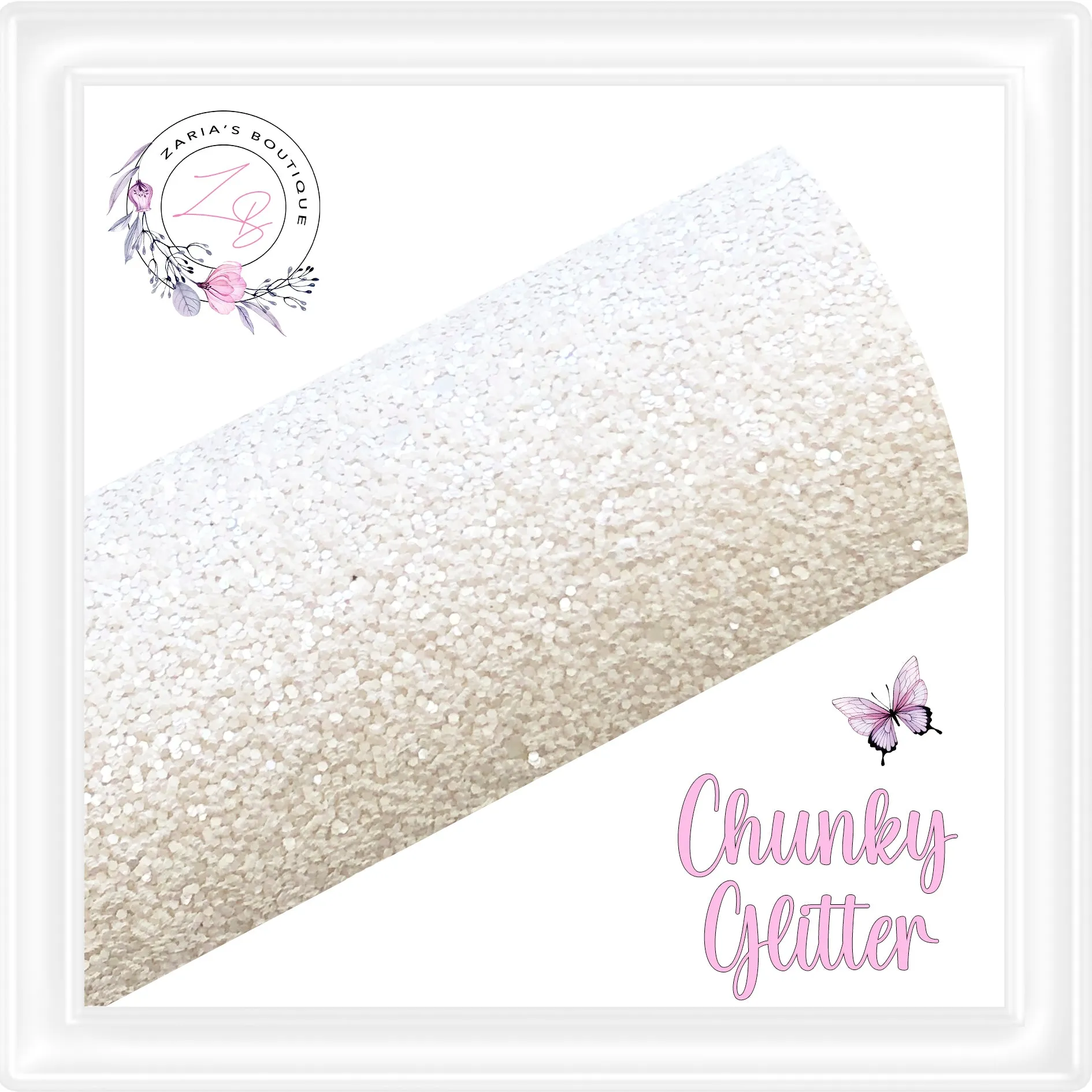 • Matte White Chunky Glitter •