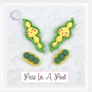 ⋅ Peas In A Pod ⋅ Flatback Cabochon Resin Vegetable Embellishments ⋅ 2 pieces ⋅
