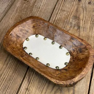 076 Small Décor Bowl -  w/ White Leather
