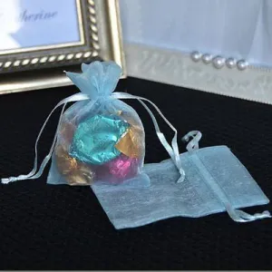 10 count Baby Blue Organza Favor Bags Pouches 3"x4"
