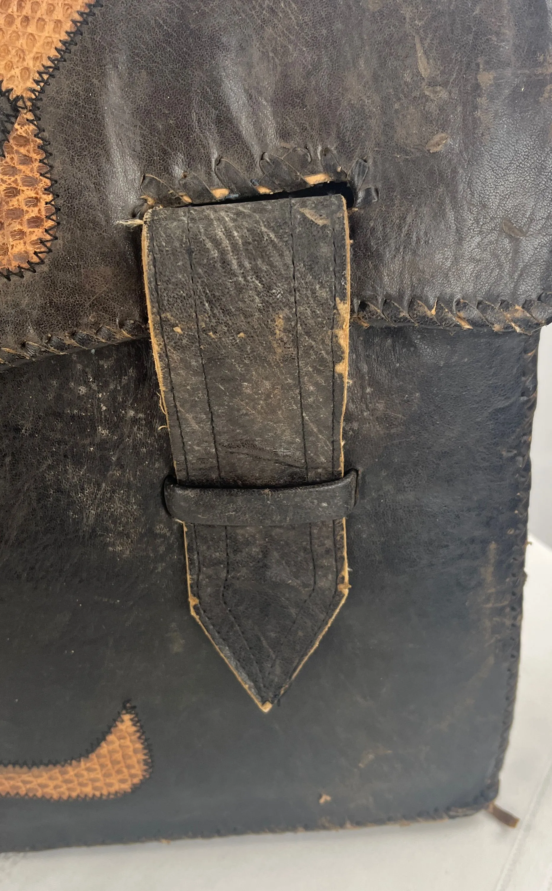 1900-1930 ENVELOPE PORTFOLIO BUSINESS LETTER DOCUMENT HOLDER BROWN LEATHER RARE