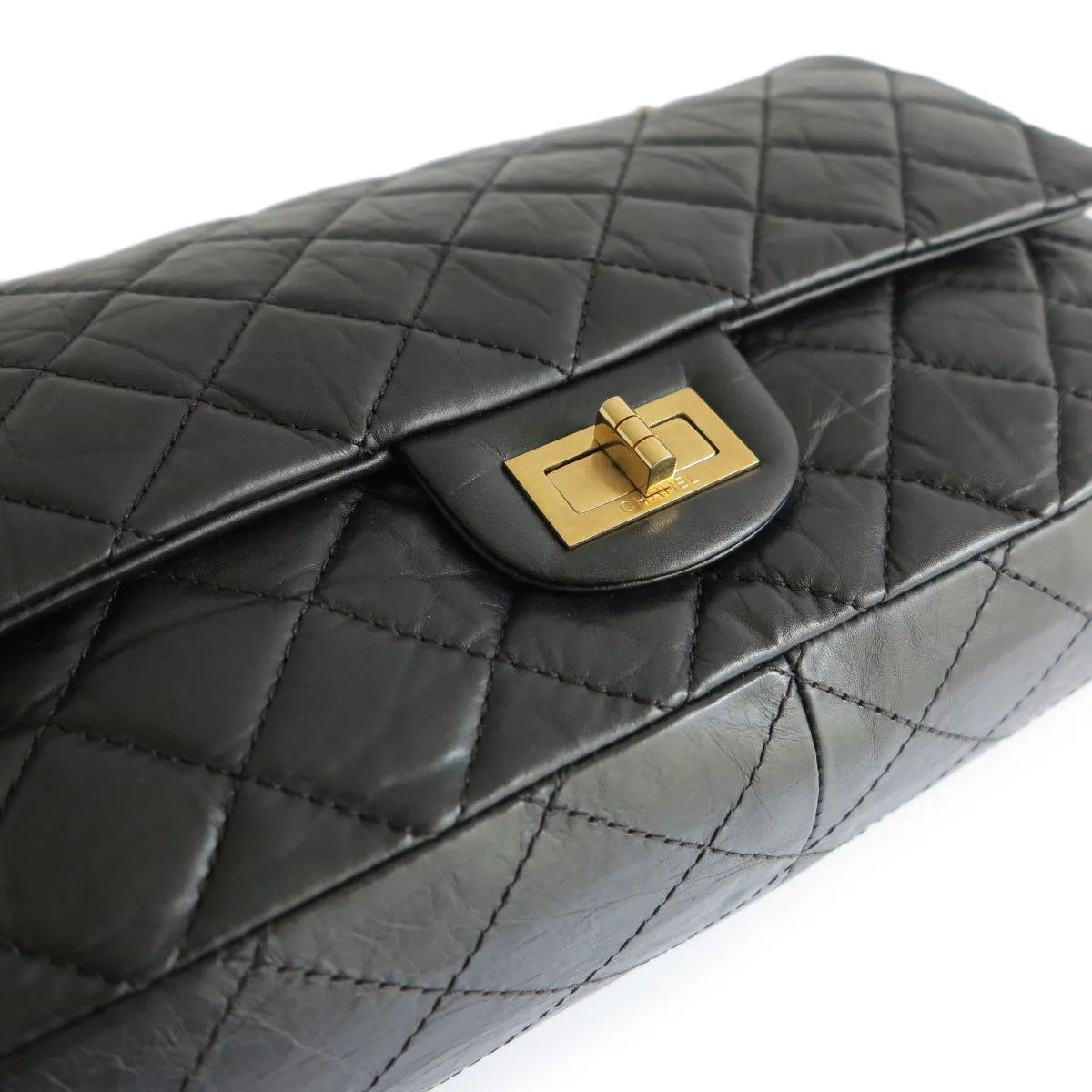 2.55 Reissue Flap Bag Size 227 in Black Aged Calfskin