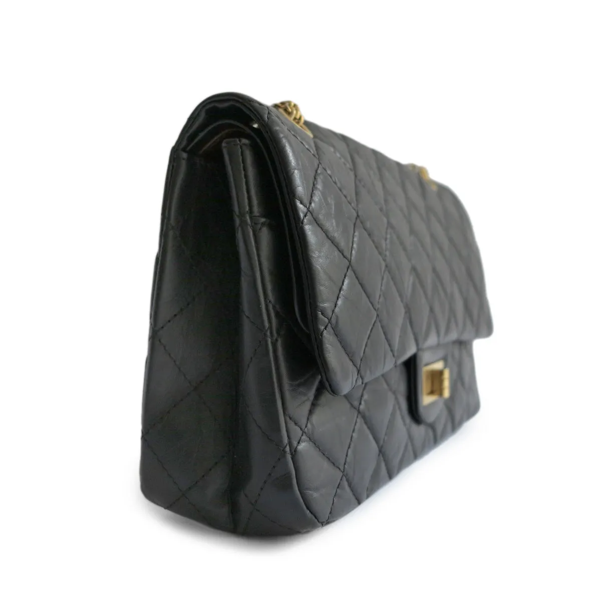 2.55 Reissue Flap Bag Size 227 in Black Aged Calfskin