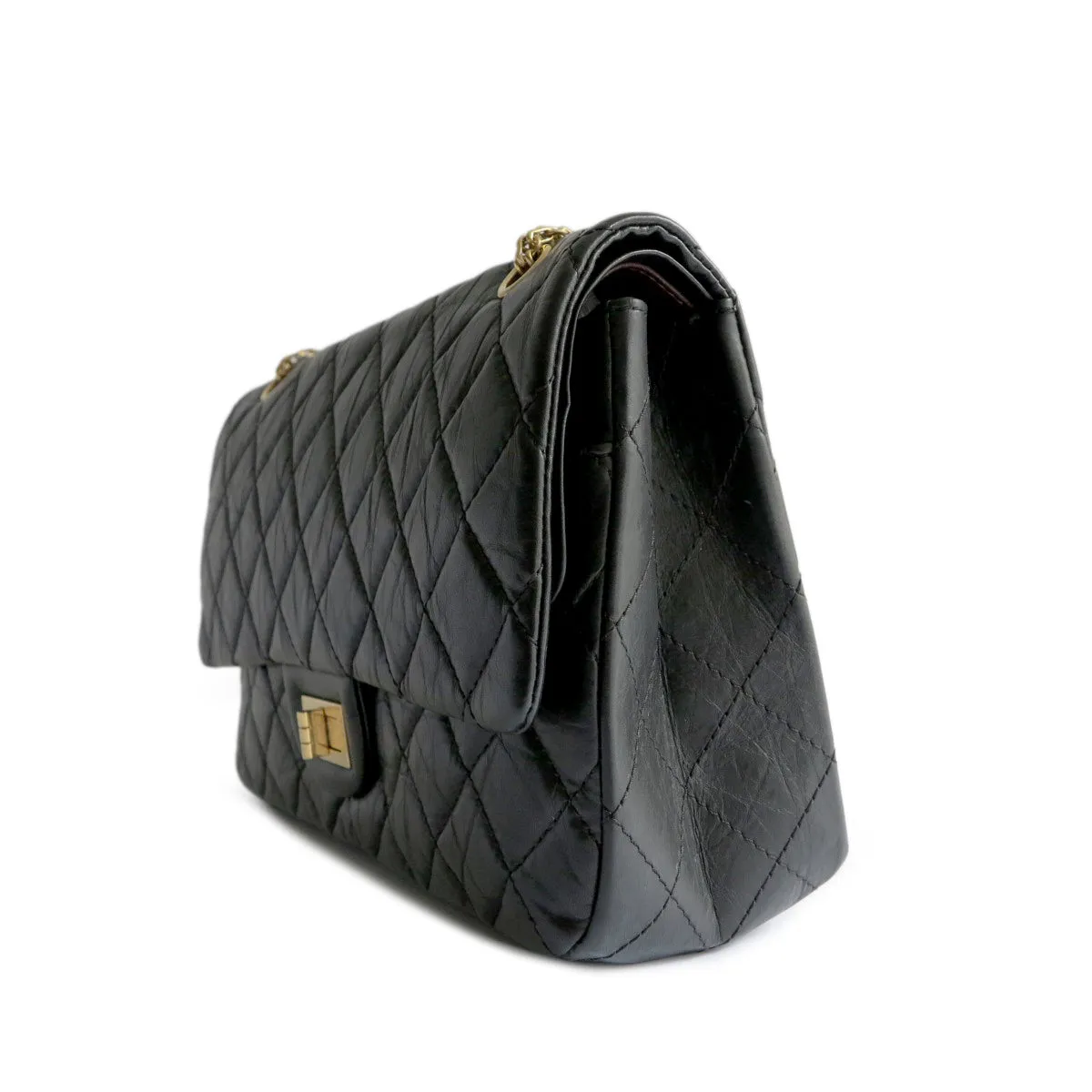 2.55 Reissue Flap Bag Size 227 in Black Aged Calfskin