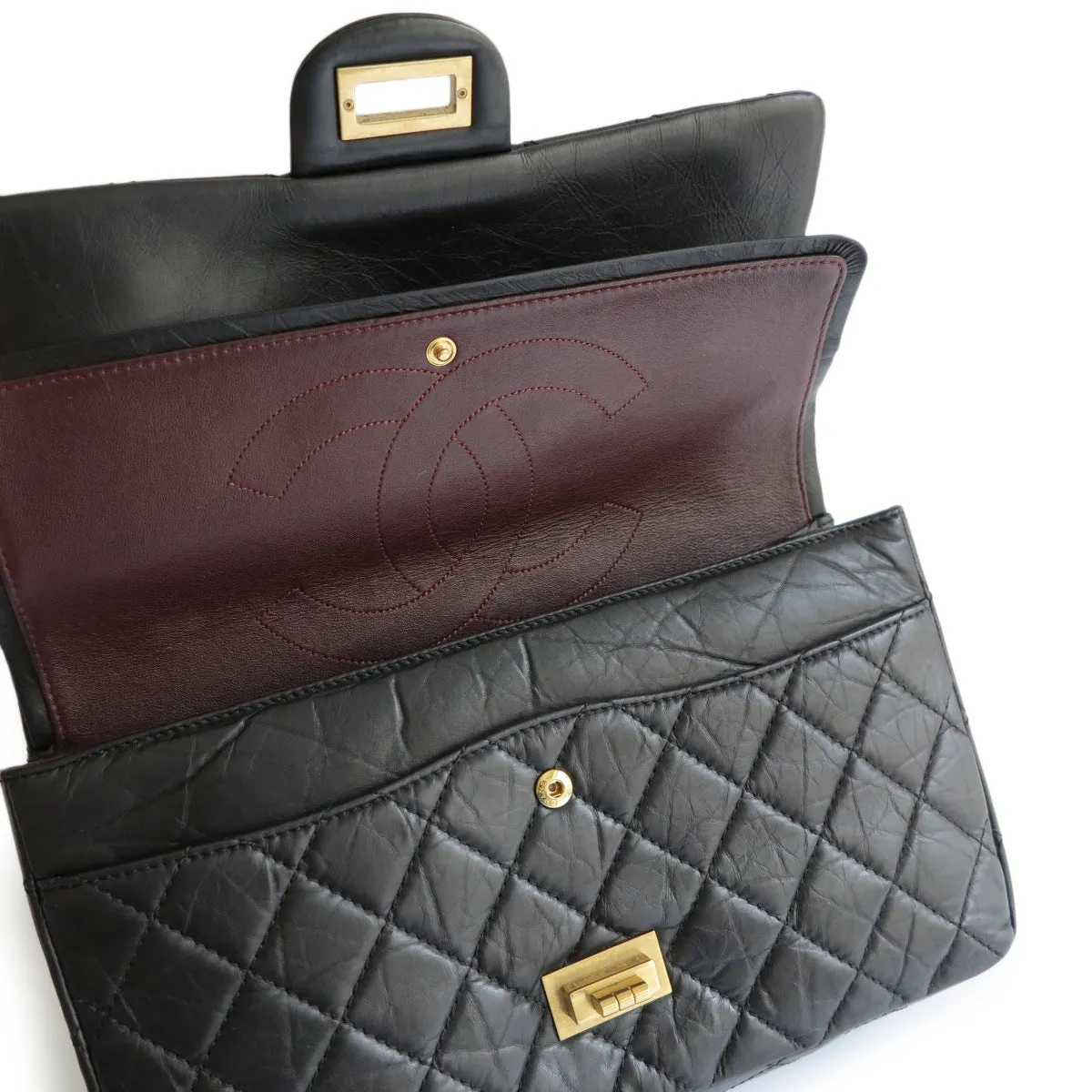 2.55 Reissue Flap Bag Size 227 in Black Aged Calfskin