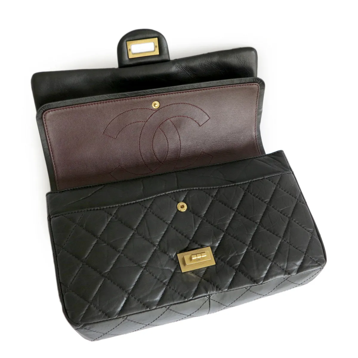 2.55 Reissue Flap Bag Size 227 in Black Aged Calfskin