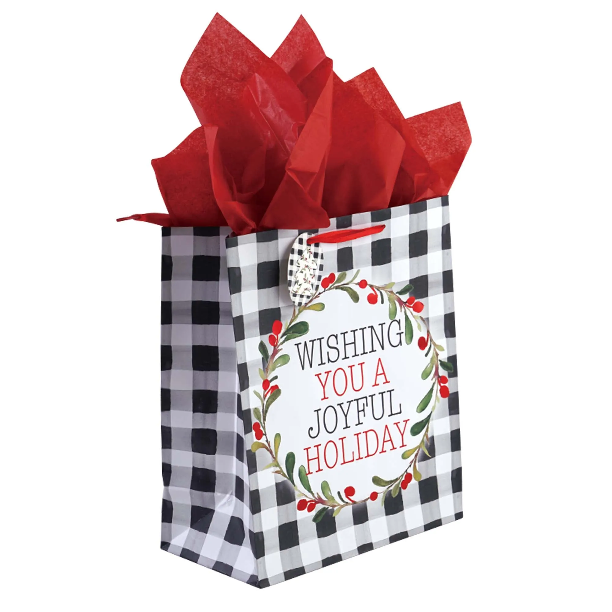 3Pk Large Pretty Plaid Christmas Hot Stamp/Glitter Bag, 4 Designs