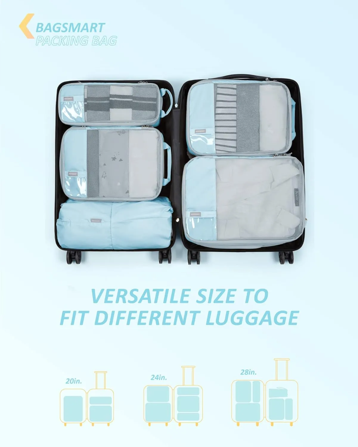 6 Set/4 Set/2 Set Compression Packing Cubes for Travel, Lightweight Vacation Travel Essentials, Travel Accessories for Suitcase Organizer Bags Set, Durable Luggage Organizer Travel Bags