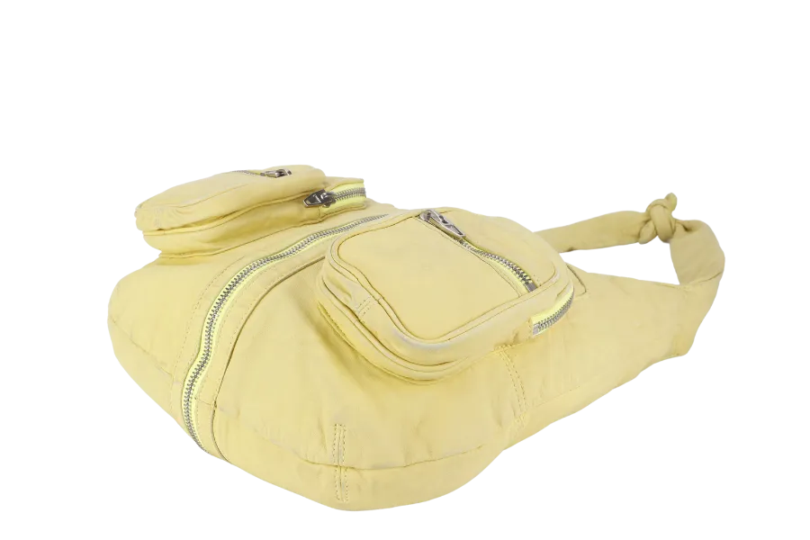 ALEXANDER WANG LIME GREEN DONNA LAMBSKIN SHOULDER BAG MULTI ZIPPER NO DUST COVER