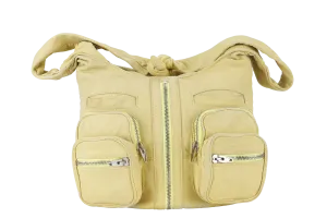 ALEXANDER WANG LIME GREEN DONNA LAMBSKIN SHOULDER BAG MULTI ZIPPER NO DUST COVER