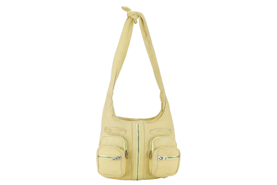 ALEXANDER WANG LIME GREEN DONNA LAMBSKIN SHOULDER BAG MULTI ZIPPER NO DUST COVER