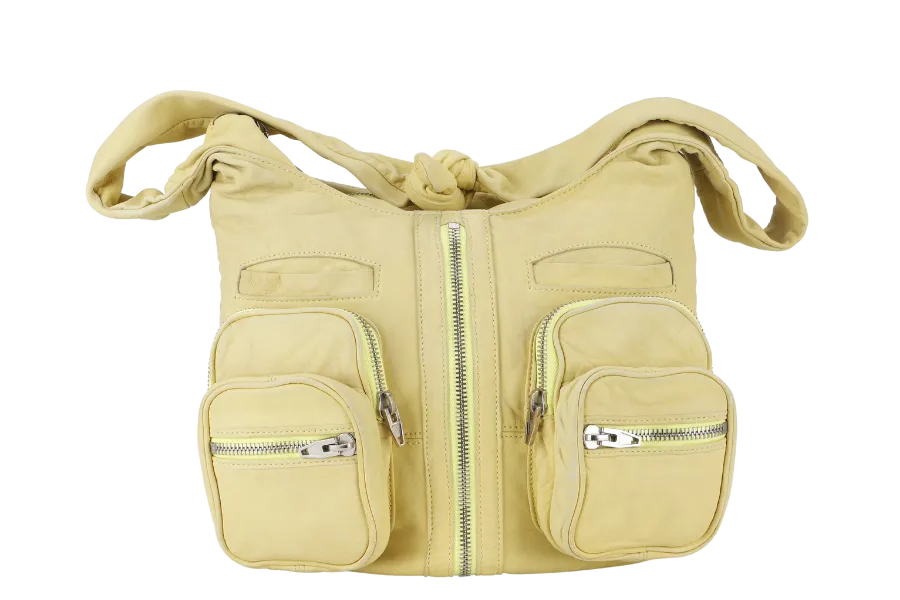 ALEXANDER WANG LIME GREEN DONNA LAMBSKIN SHOULDER BAG MULTI ZIPPER NO DUST COVER