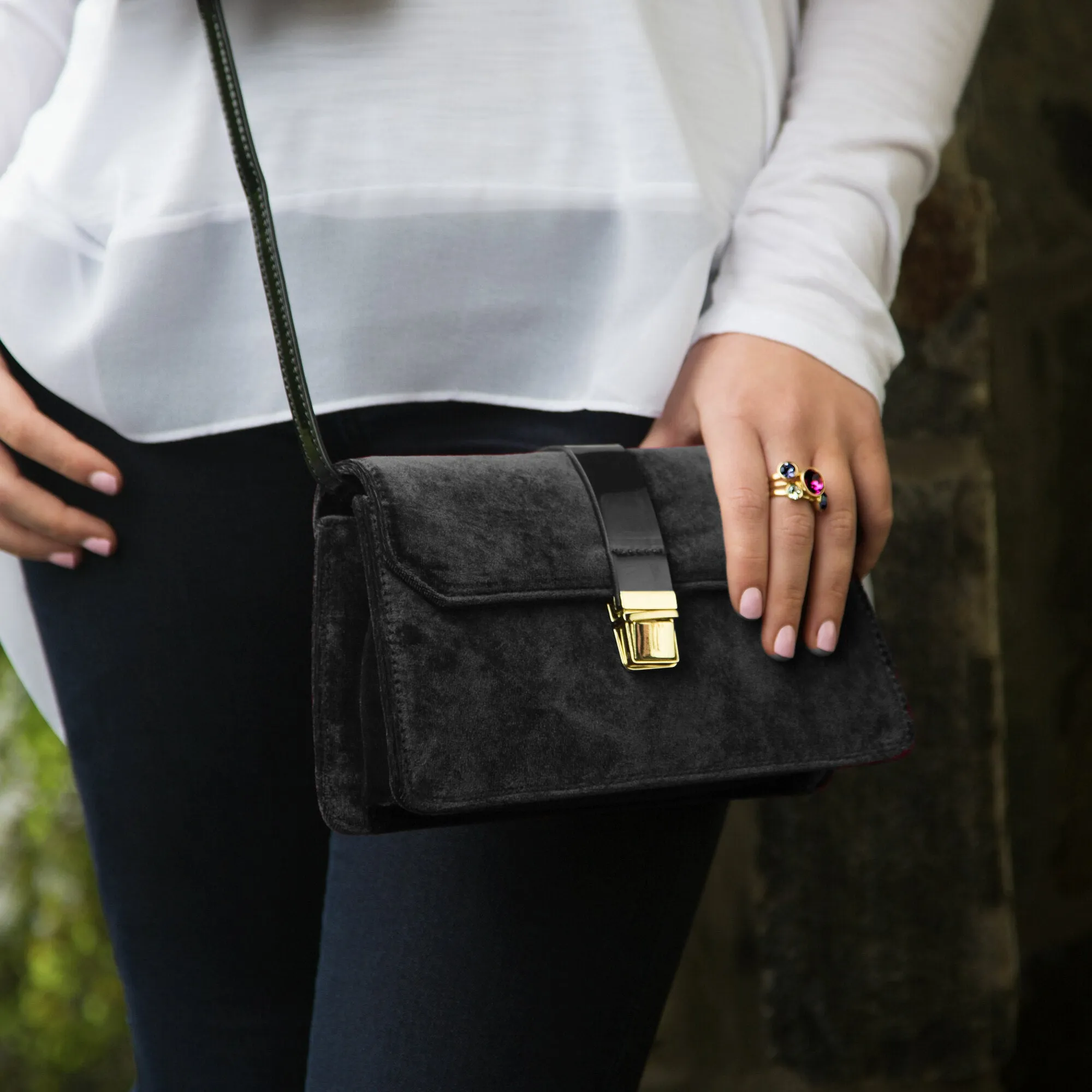 Almond Velvet Crossbody Bag