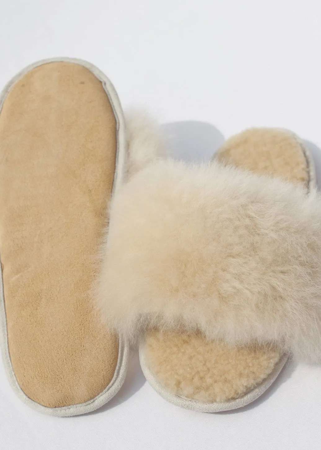 Alpaca Slipper Slides- Champagne