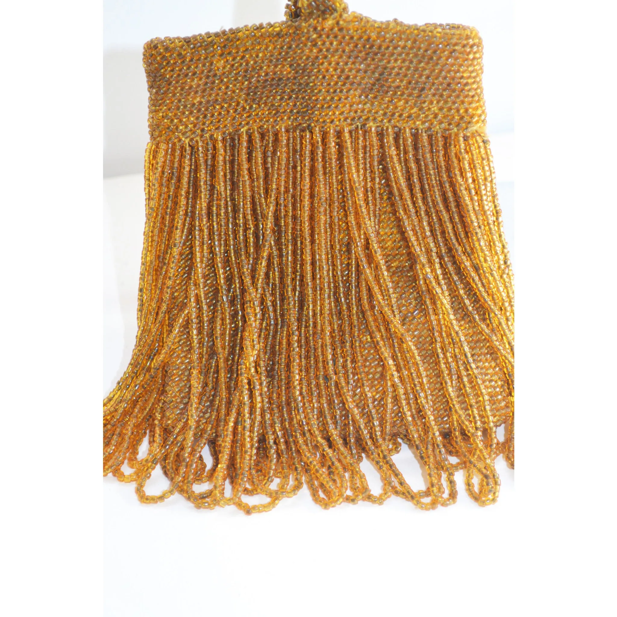 Amber Beaded Flapper Swag Wrist Purse