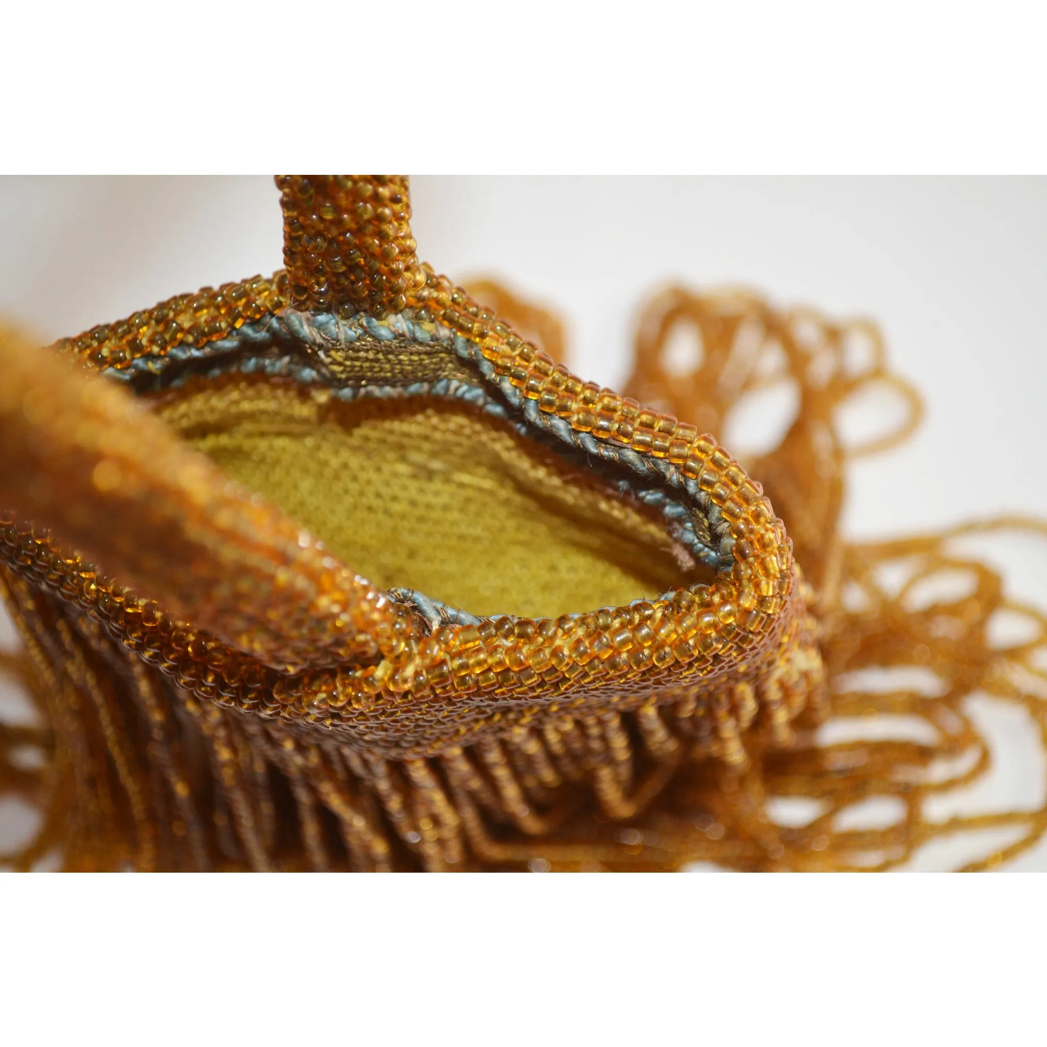 Amber Beaded Flapper Swag Wrist Purse