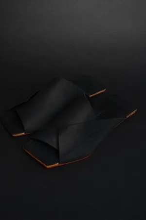 Amos Handcrafted Black Leather Slides