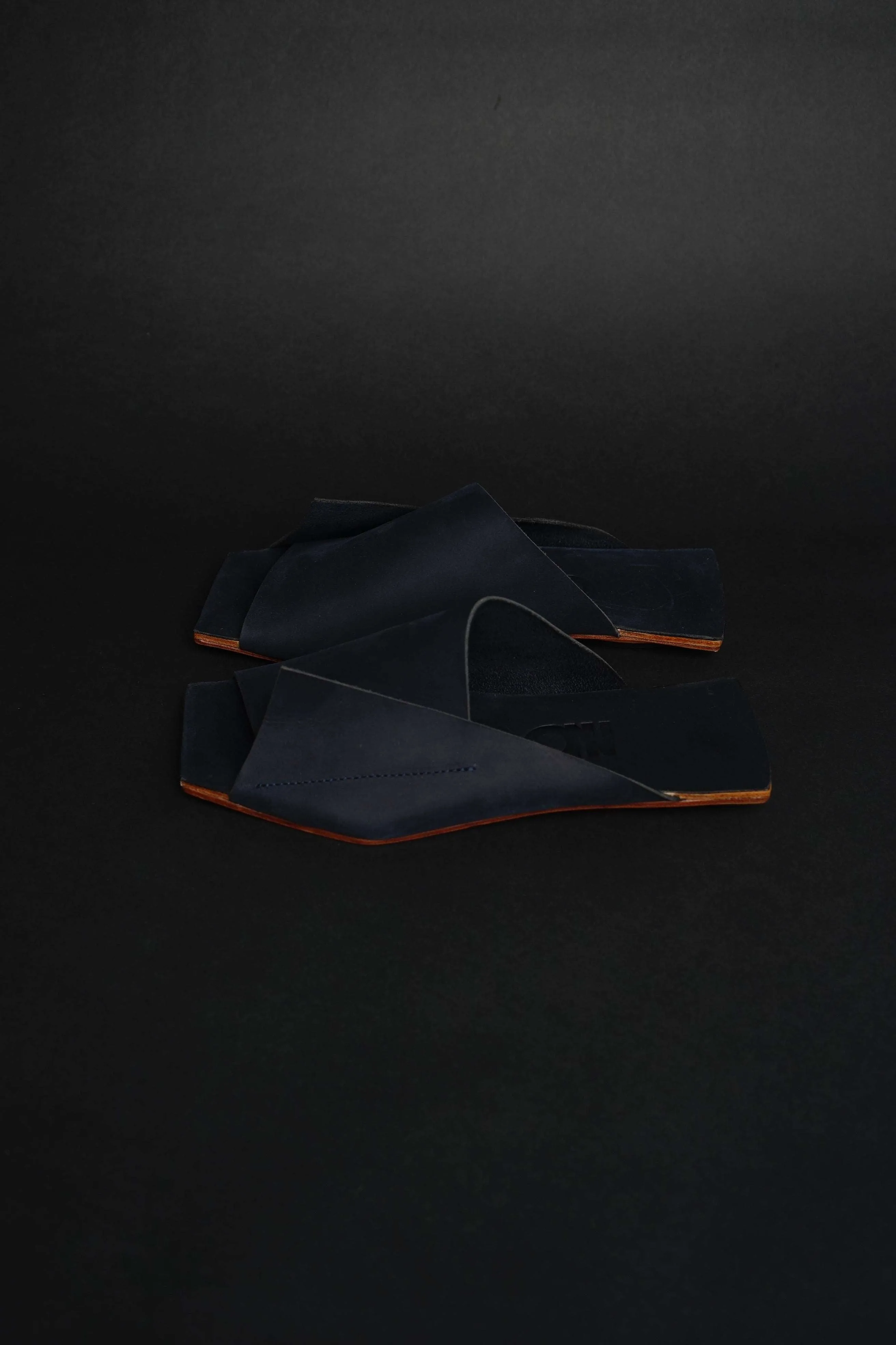 Amos Handcrafted Navy Leather Slides