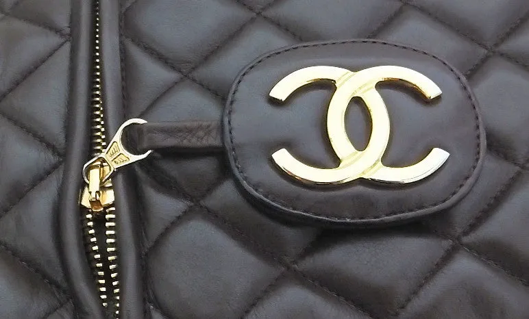 Authentic Chanel Vintage Brown Rare Quilted Jumbo Flap Handbag