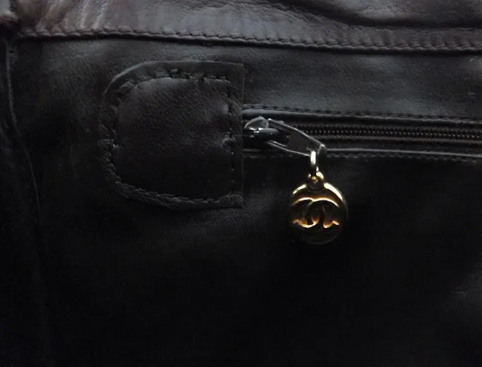 Authentic Chanel Vintage Brown Rare Quilted Jumbo Flap Handbag