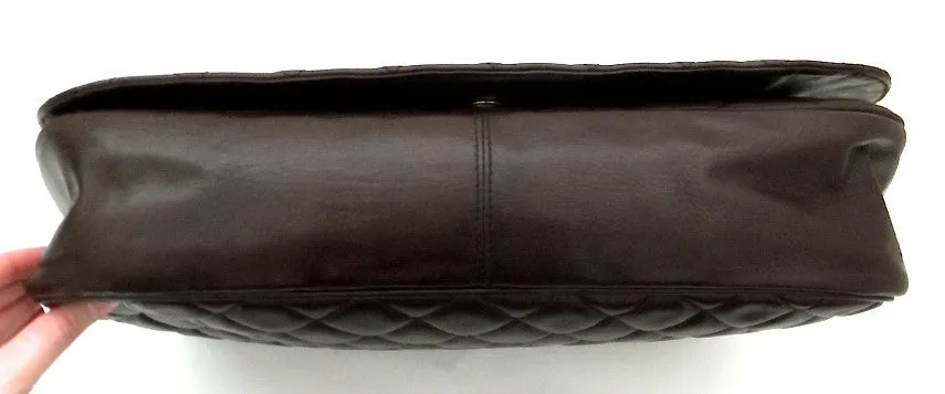 Authentic Chanel Vintage Brown Rare Quilted Jumbo Flap Handbag
