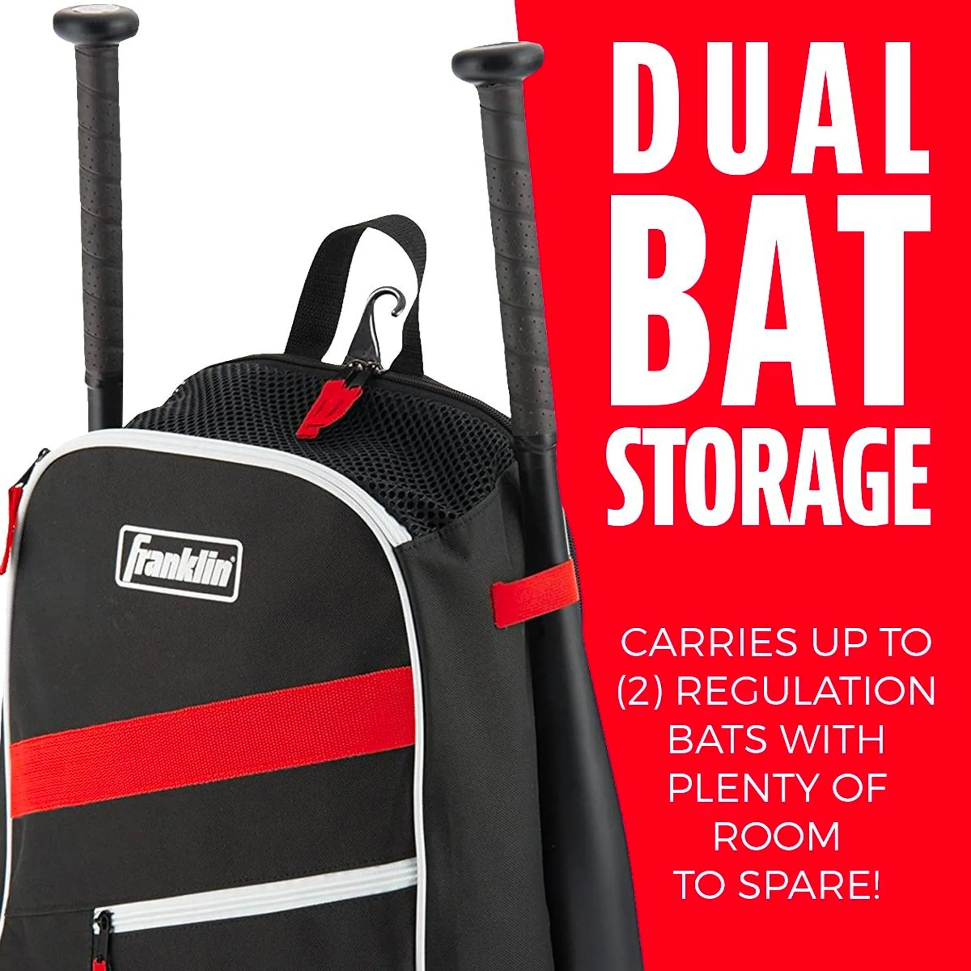 Backpack Mochila Beisbol Softbol Franklin Negro Rojo INFANTIL