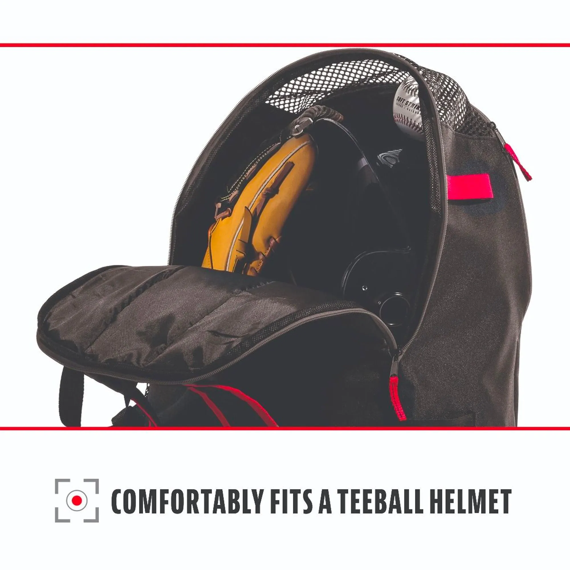 Backpack Mochila Beisbol Softbol Franklin Negro Rojo INFANTIL
