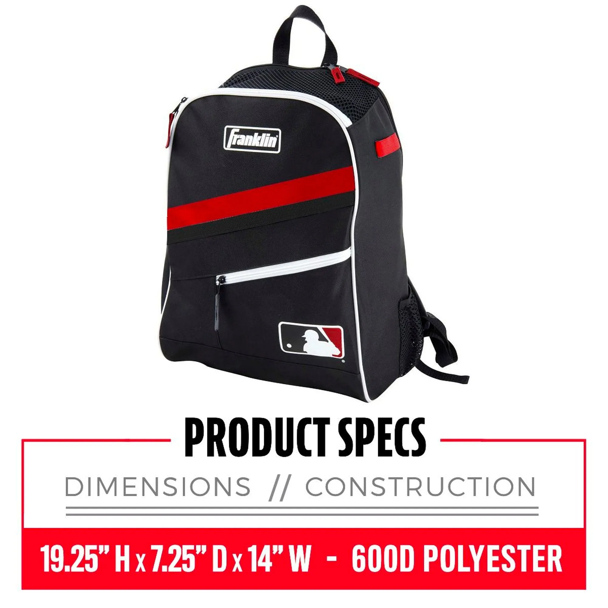 Backpack Mochila Beisbol Softbol Franklin Negro Rojo INFANTIL