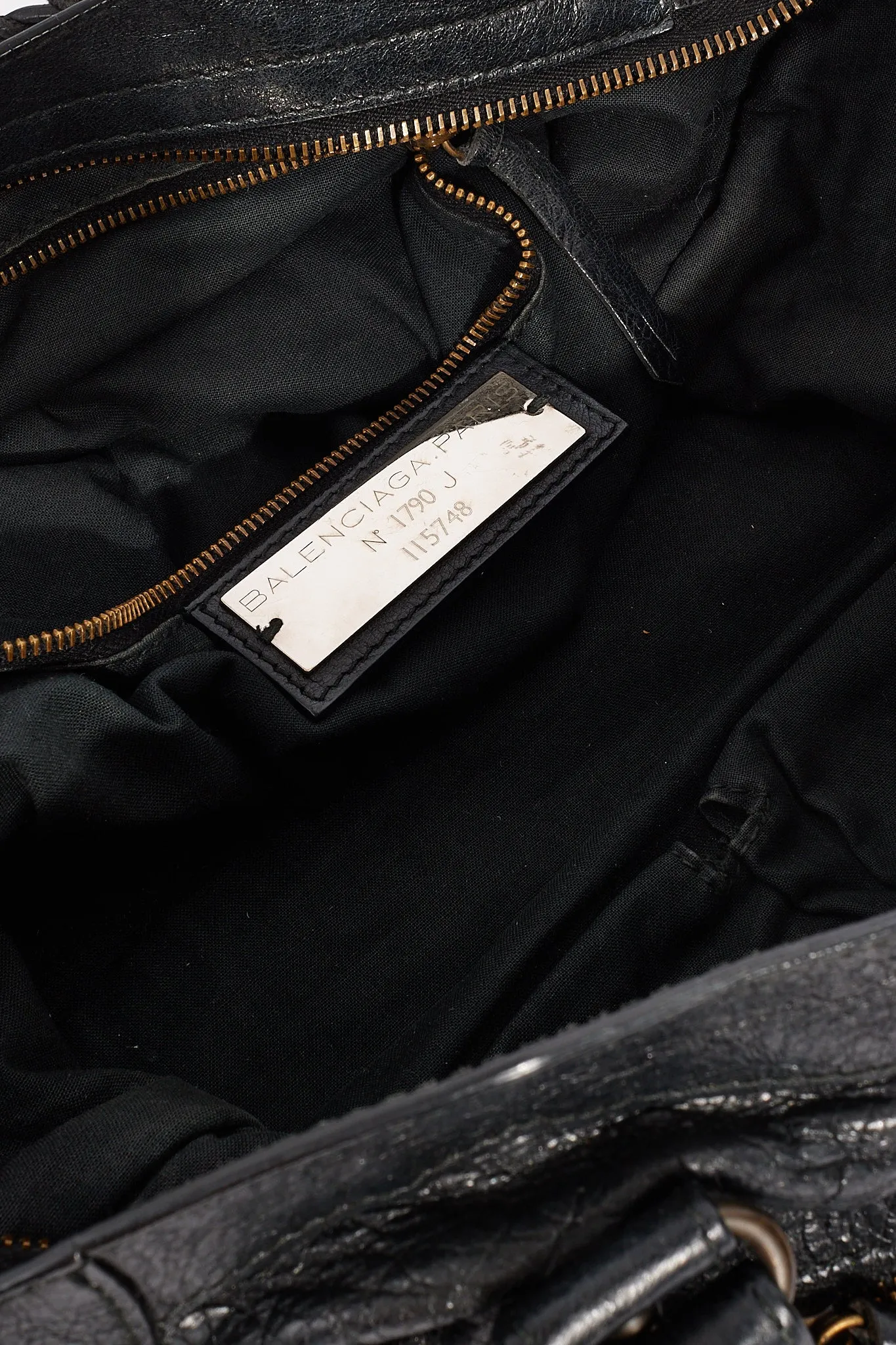 Balenciaga Black Lambskin Leather Motocross City Bag