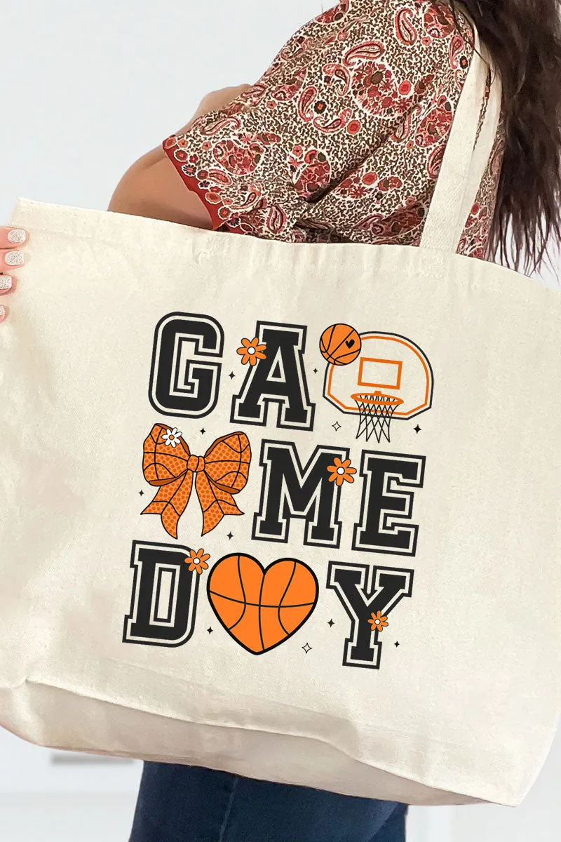 Basketball Game Day Canvas Jumbo Tote