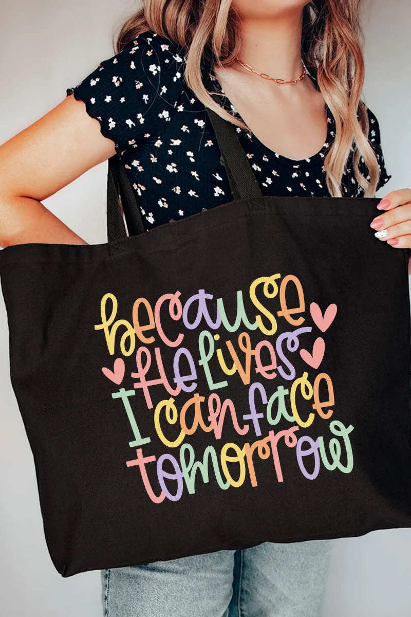 Because He Lives Canvas Jumbo Tote