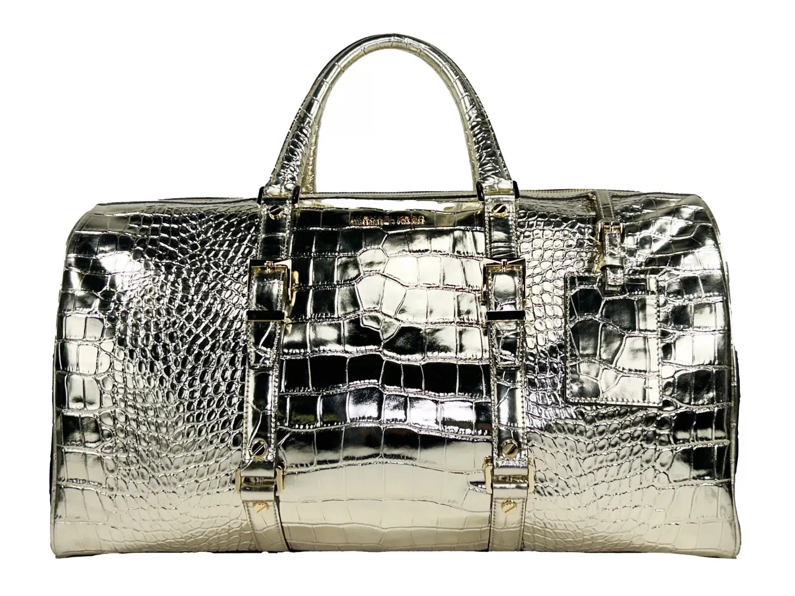 Bedford Travel XL Embossed Duffle Bag Weekender Gold