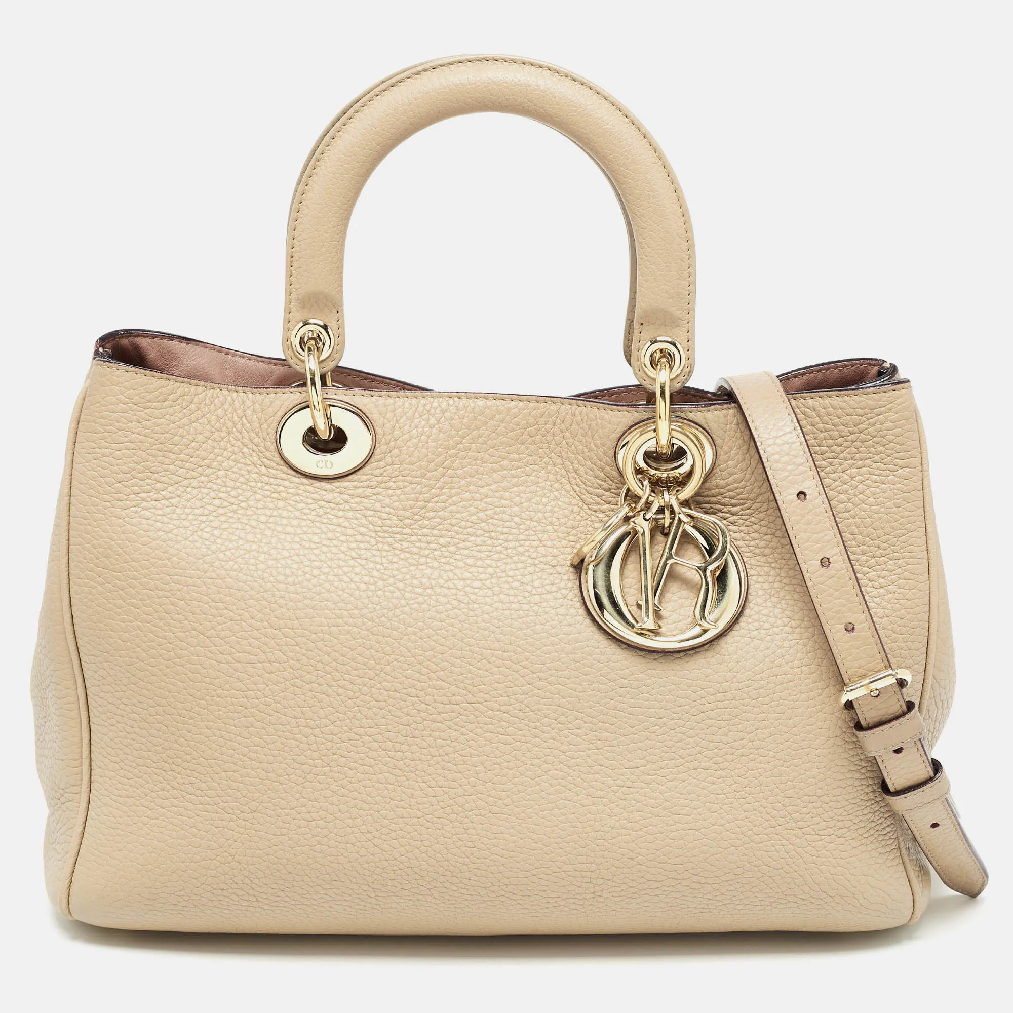 Beige Leather Medium Diorissimo Shopper Tote