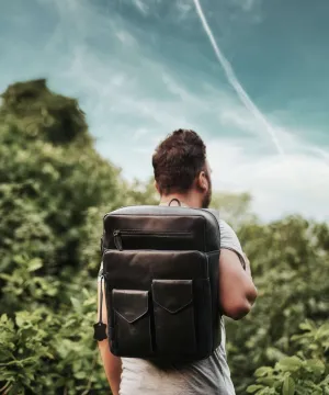 Berlut Navy Blue Leather Backpack