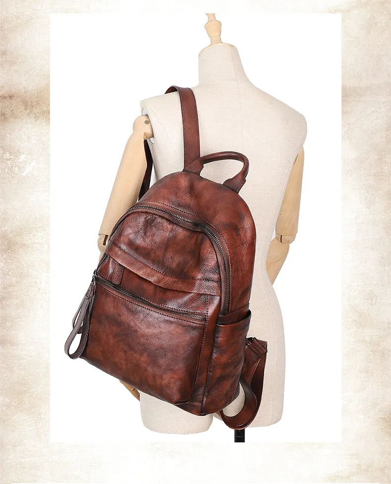 Best Vintage Leather Rucksack Bag Womens Vintage School Backpacks Leather Backpack Purse