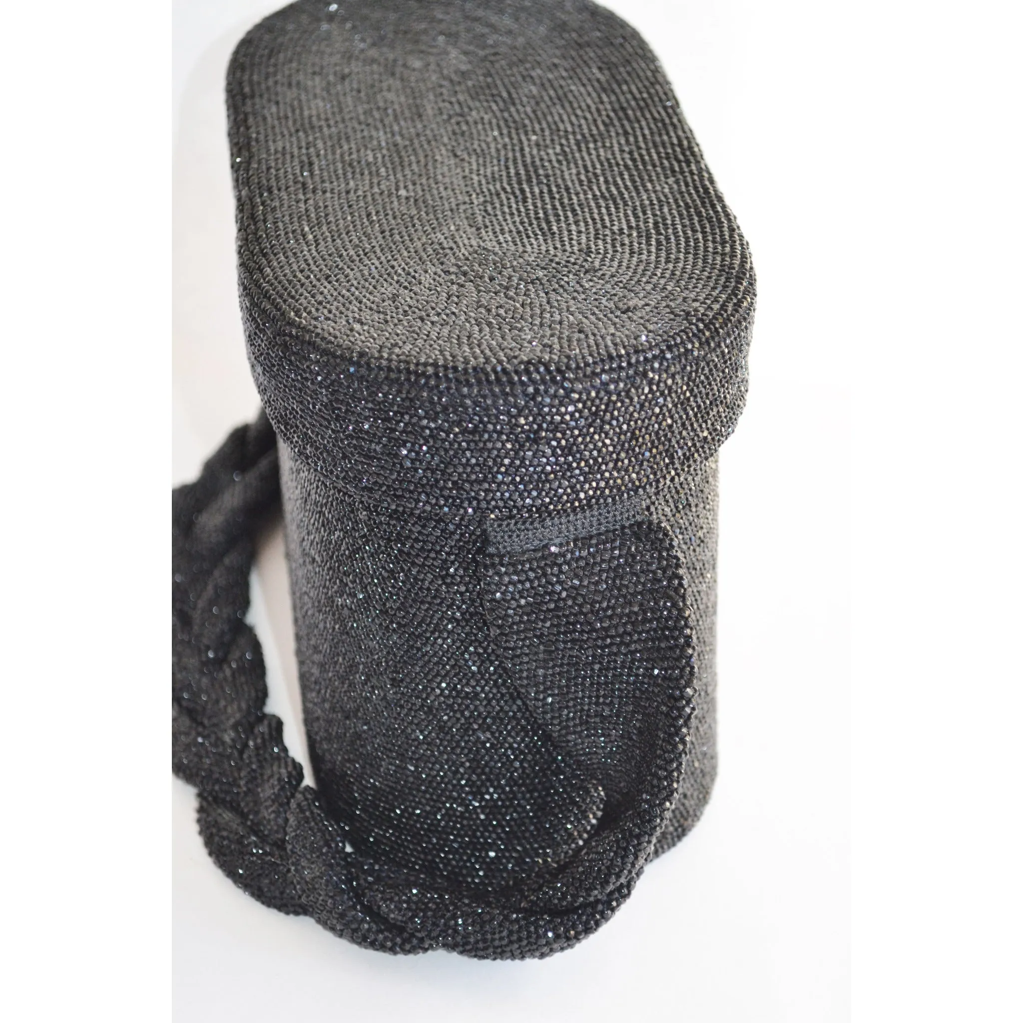 Black Carnival Beaded Bucket Purse