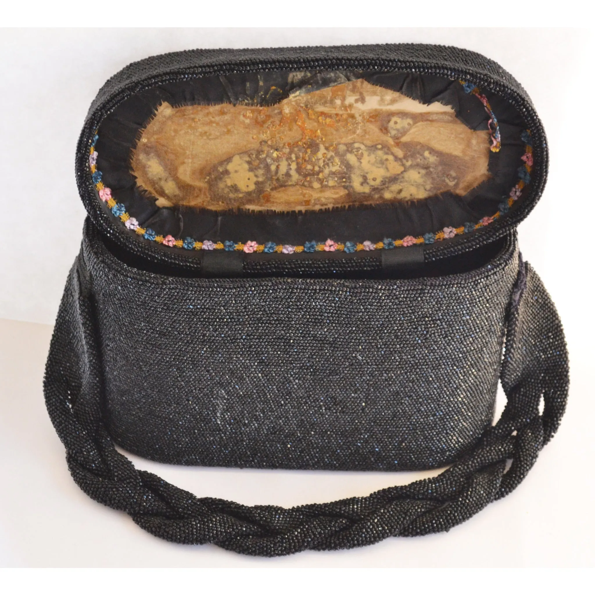 Black Carnival Beaded Bucket Purse