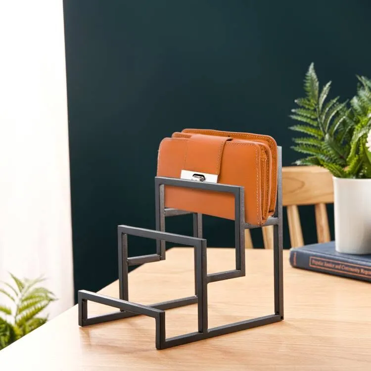 Black Clutch Purse Display Stand - Wallet Displays Rack for Boutique Store