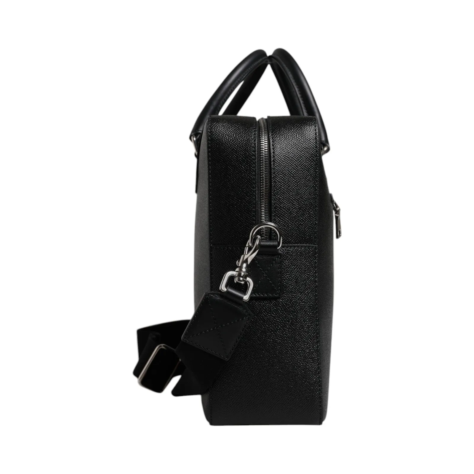 Black Logo Plaque Double Handle Messenger Bag