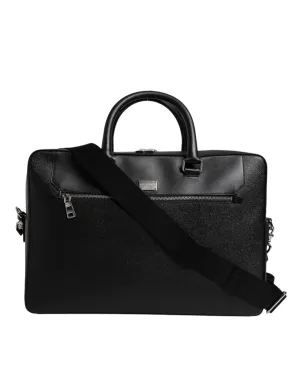 Black Logo Plaque Double Handle Messenger Bag