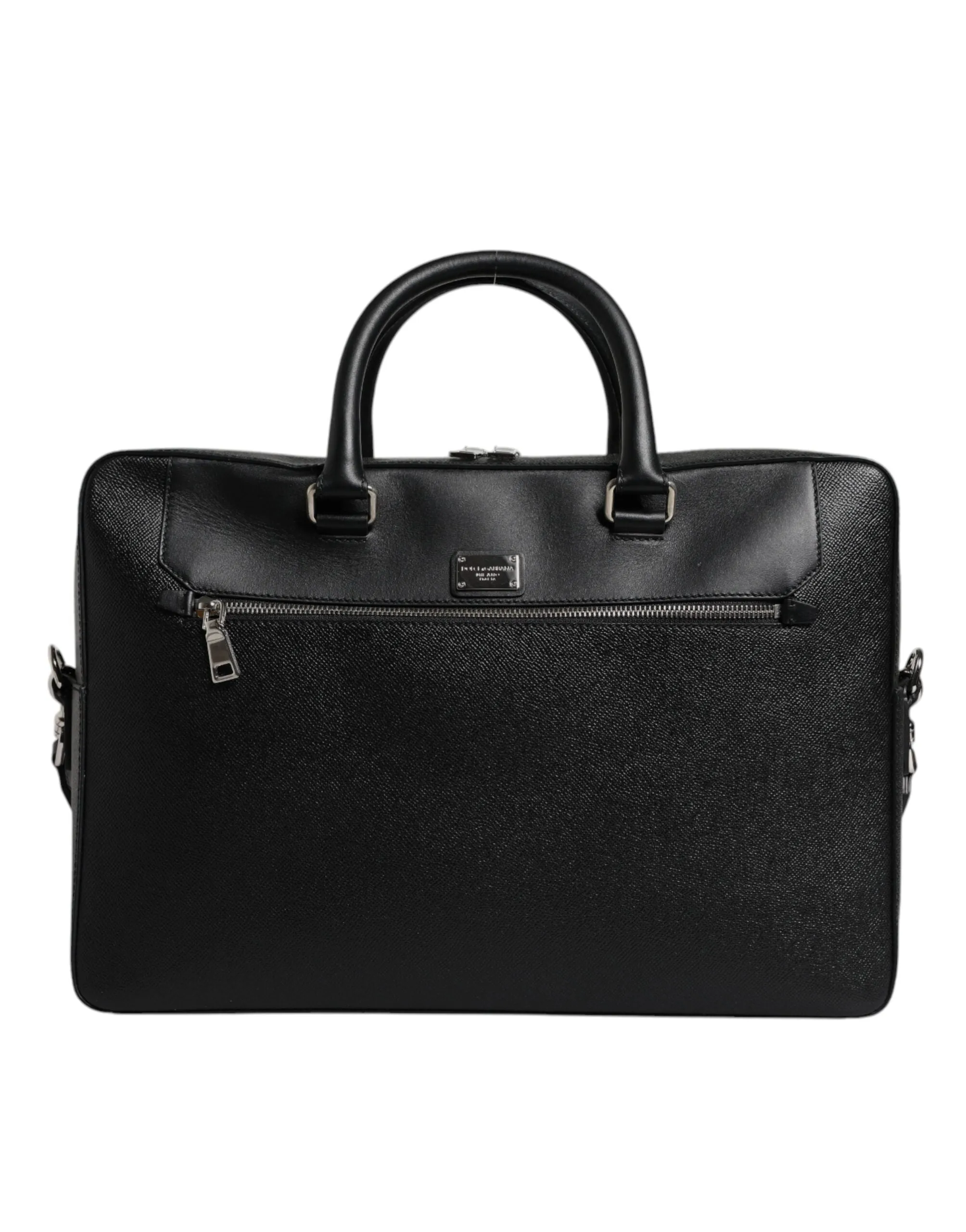 Black Logo Plaque Double Handle Messenger Bag