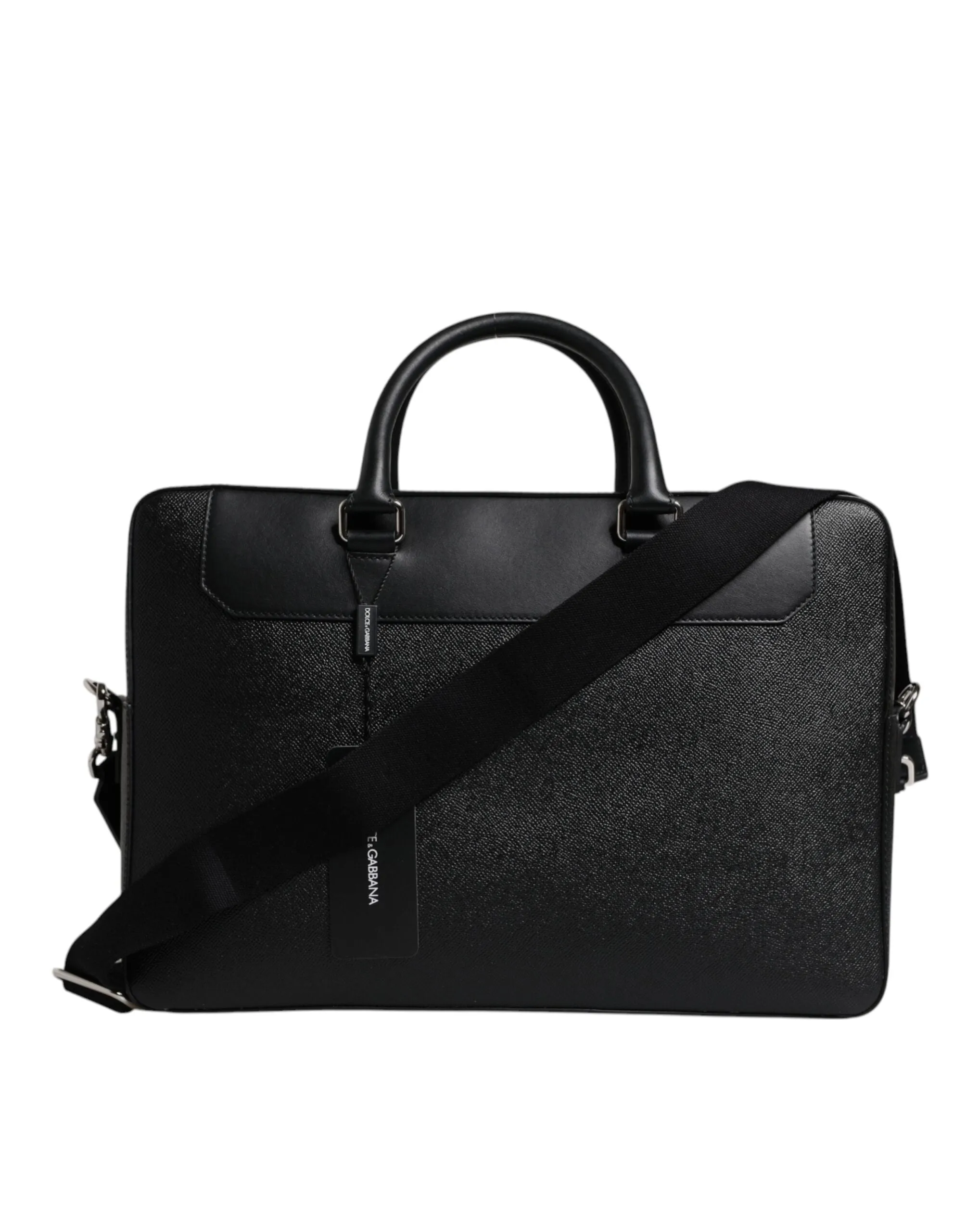 Black Logo Plaque Double Handle Messenger Bag