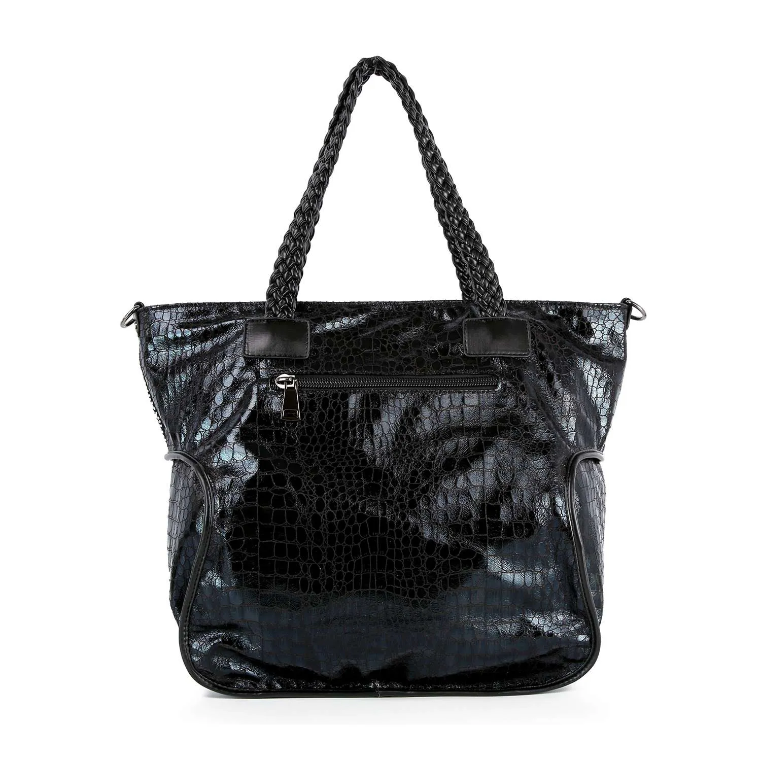 Brilliant Rhinestone And Croc Embossed Tote Handbag
