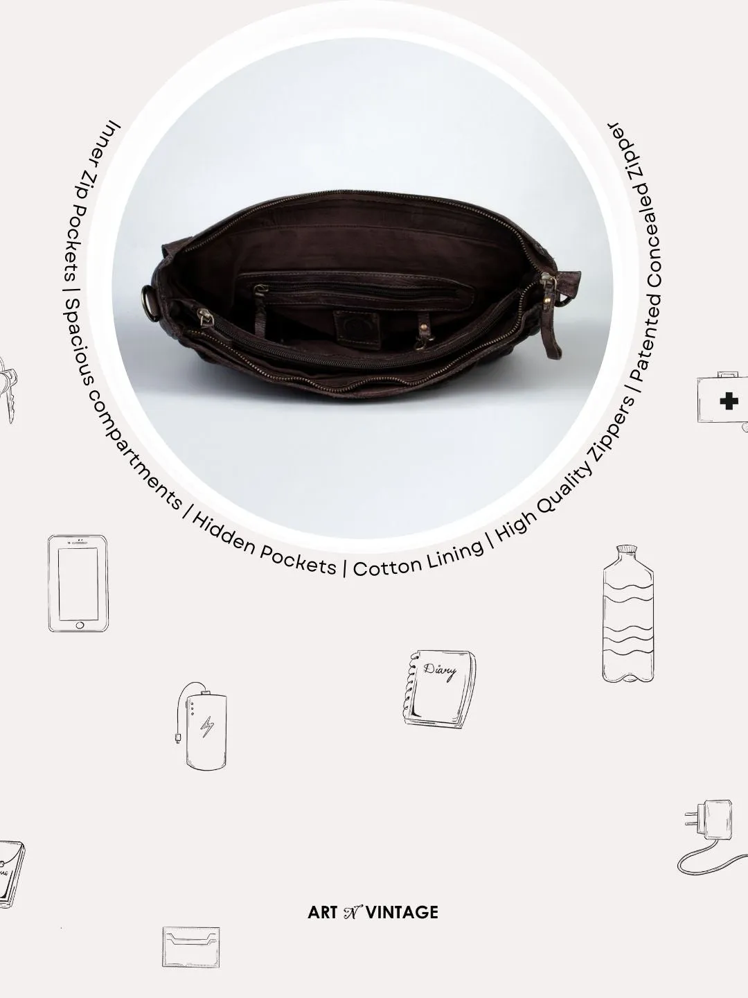 Brown Leather Men's Messenger Bag By Art N Vintage