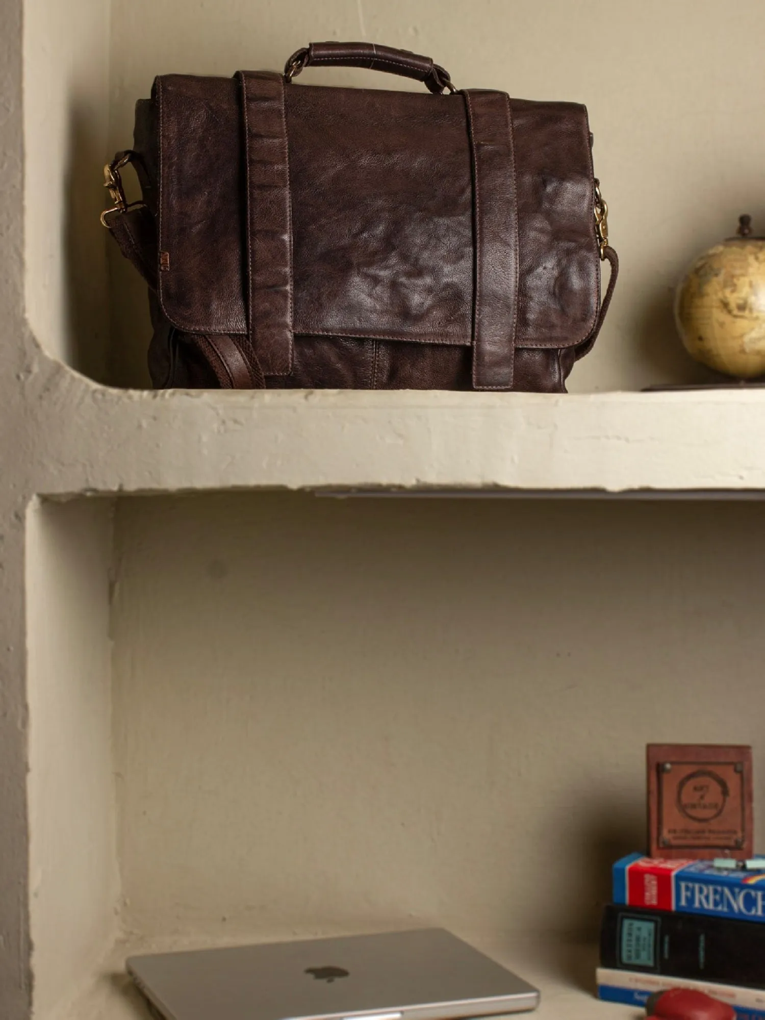 Brown Leather Men's Messenger Bag By Art N Vintage