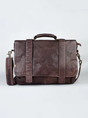 Brown Leather Men's Messenger Bag By Art N Vintage