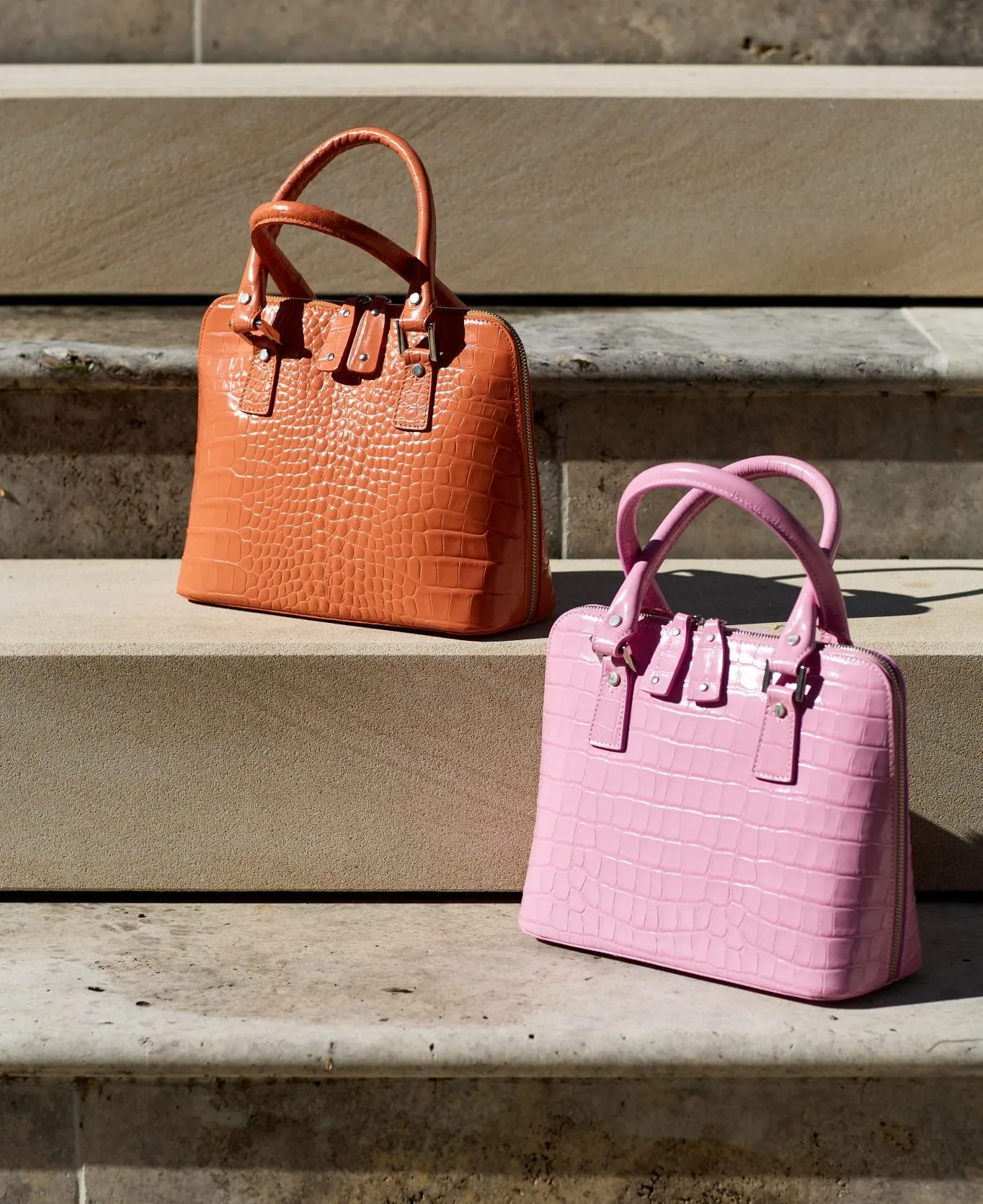 Bugatti Embossed Croco Leather Bag Candy Pink