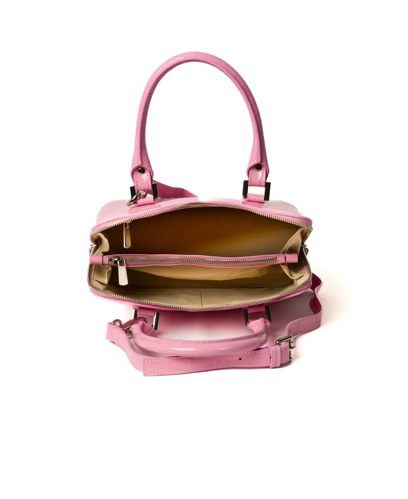 Bugatti Embossed Croco Leather Bag Candy Pink