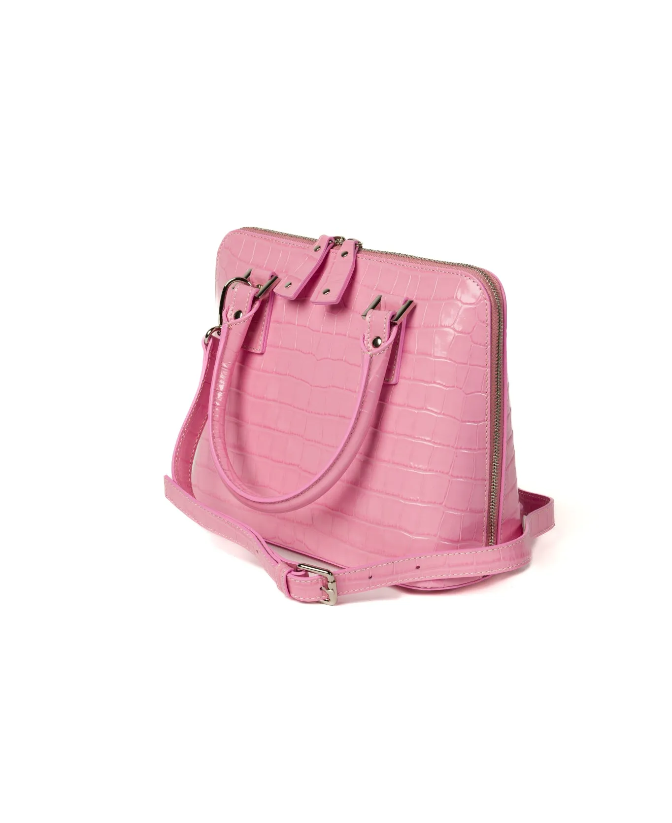 Bugatti Embossed Croco Leather Bag Candy Pink